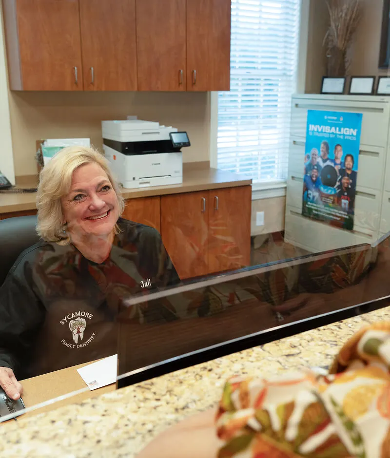 patient checking in at Sycamore Family Dentistry